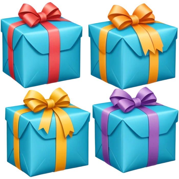 Three identical wrapped clothing packages in a row emoji