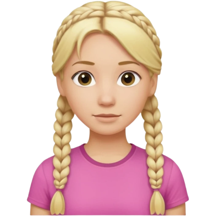 Blonde haired women with hair in braid wearing a pink t shirt emoji