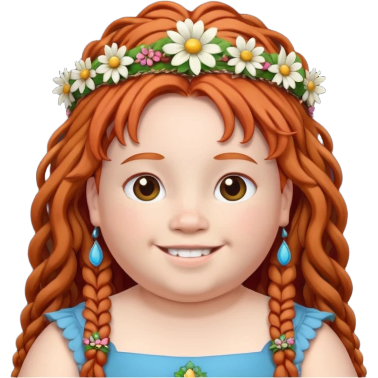 fat redhead kid with dreadlocks and floral tiara emoji