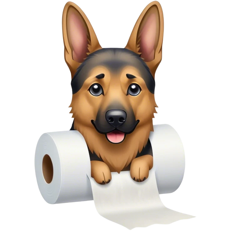 German shepherd drawn on  toilet paper emoji