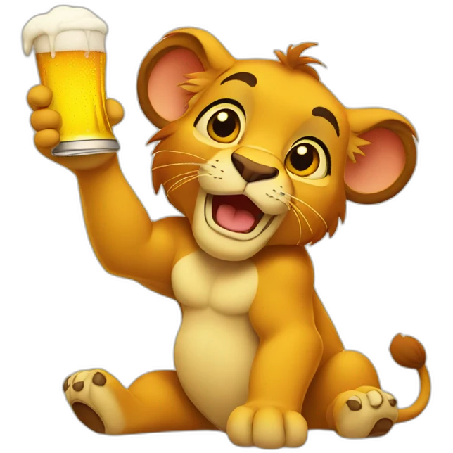 Simba with beer emoji