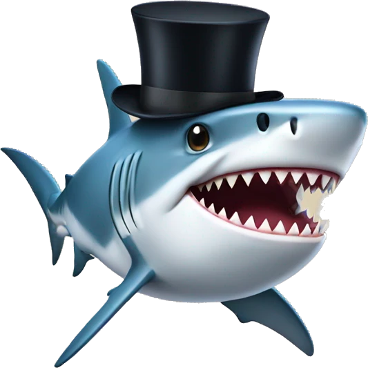 Shark with a top hat emoji