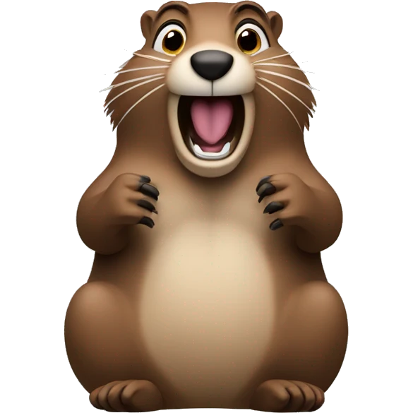 Groundhog screaming, with his paws to his ears emoji