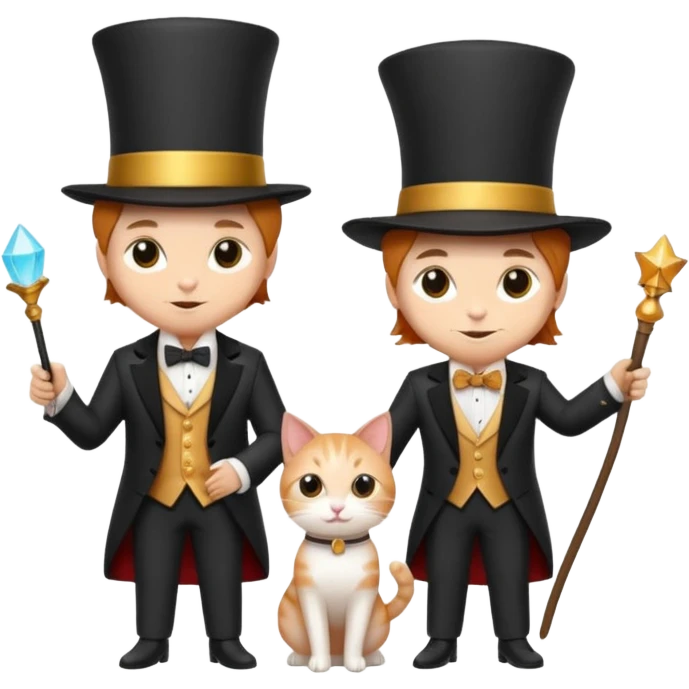 magician couple and their pet cat emoji