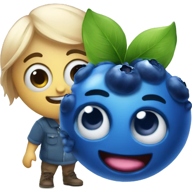 A kind blueberry helping another blueberry emoji