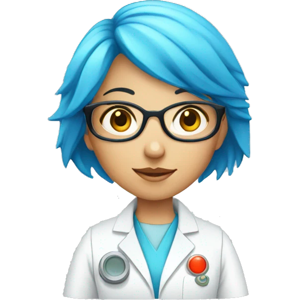 Lab girl scientist with blue hair and laboratory instrument emoji