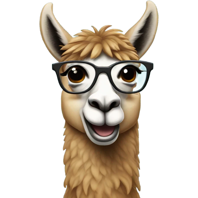 lama with glasses talking on the phone emoji