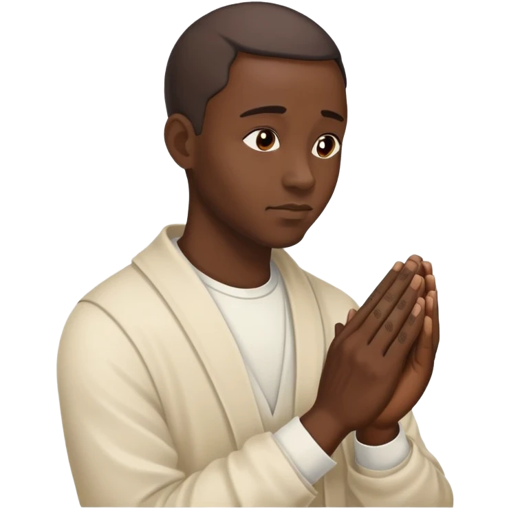 African man, praying hands emoji