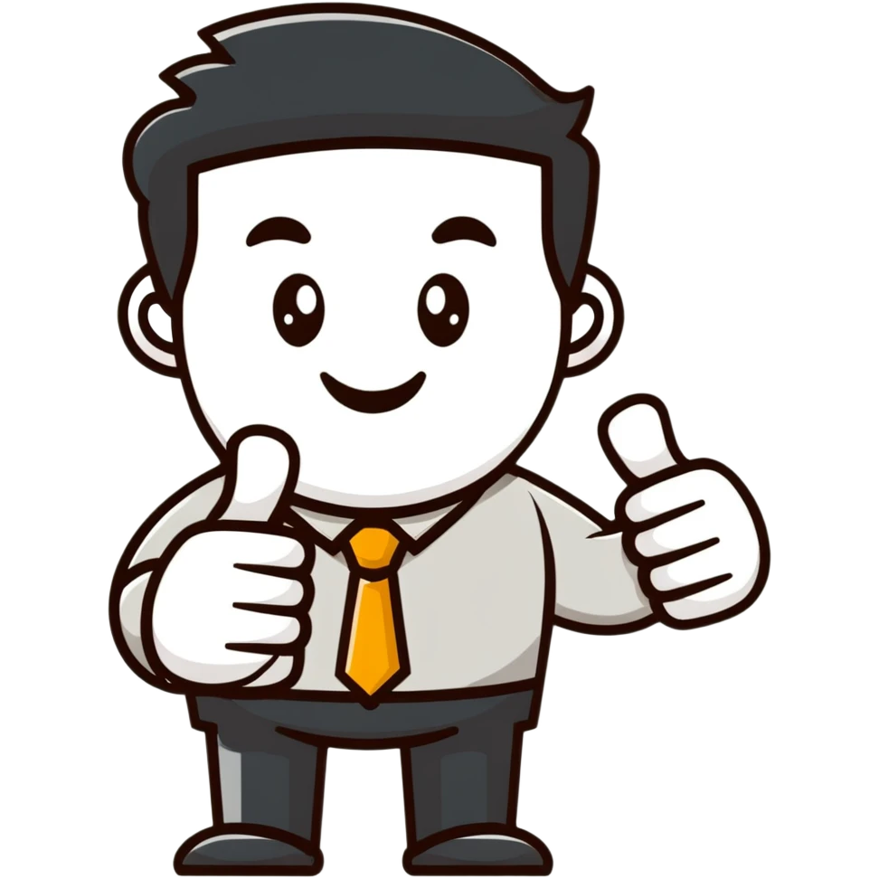 cheerful office worker with thumbs up, big smile emoji
