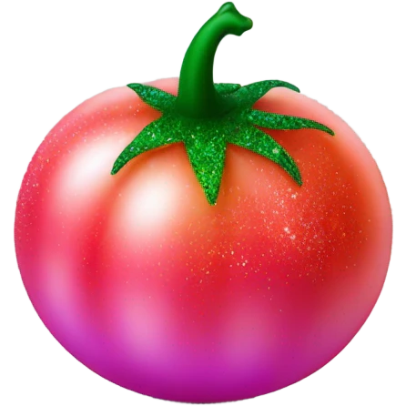 Entire Hot pink ombre tomato with glitter and green stem emoji