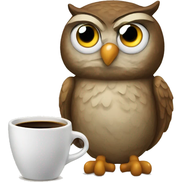 owl with coffee emoji
