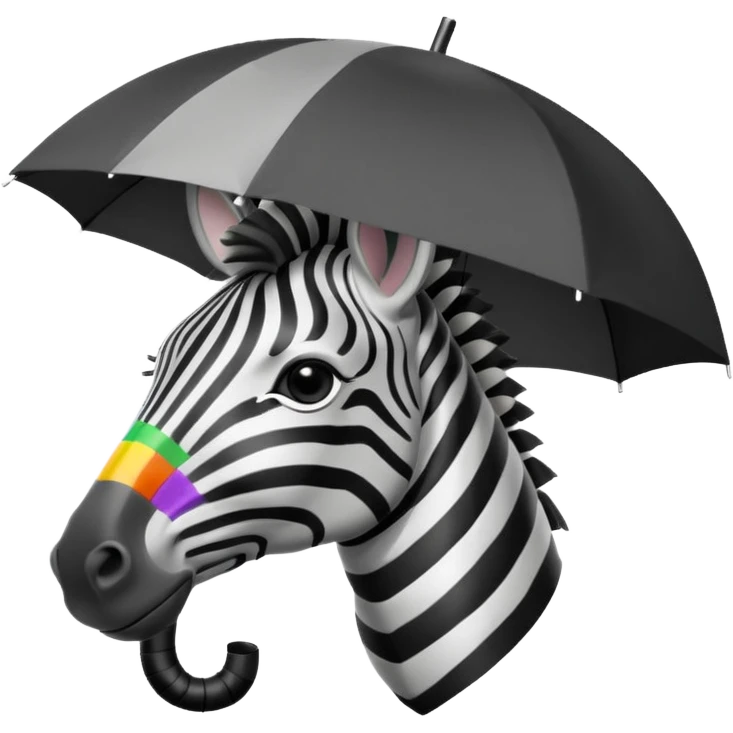 zebra with rgb umbrella closeup view emoji
