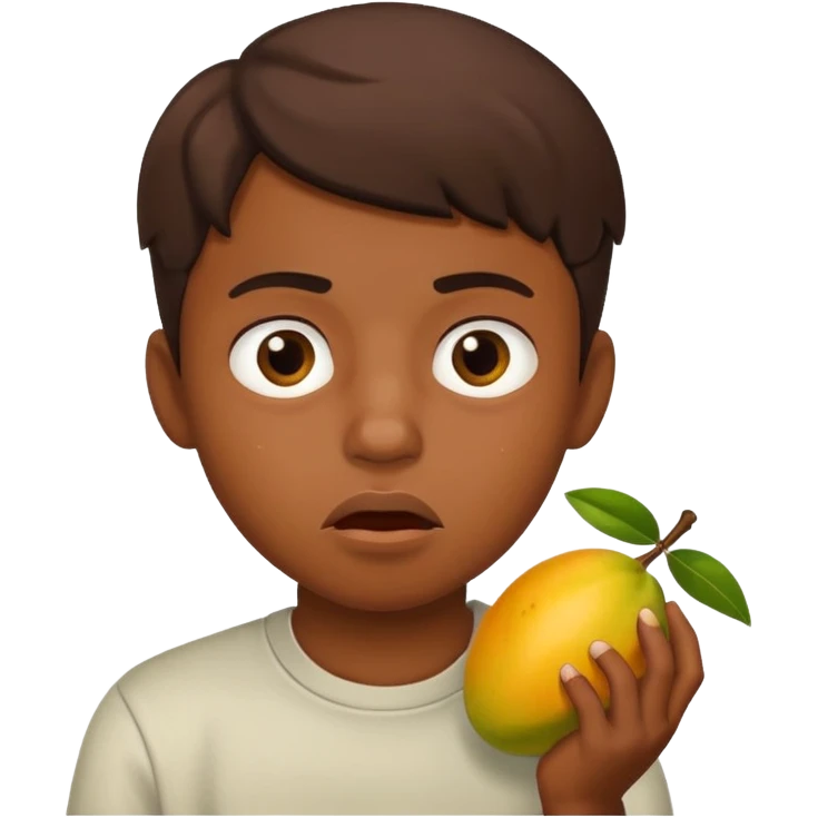 Boy eating mangoes, disgusted emoji