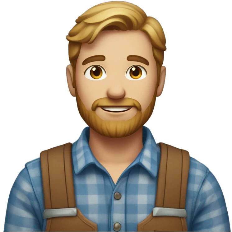 Male farmer with facial hair (light brown hair and BLUE eyes) emoji