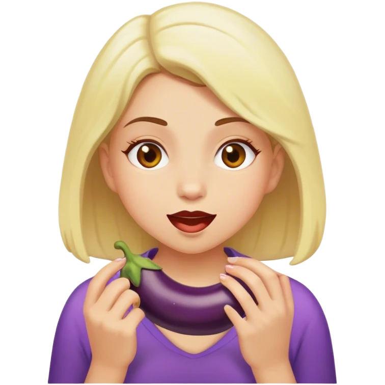 Girl eating eggplant  emoji