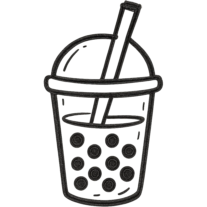bubble tea black outline icon emoji