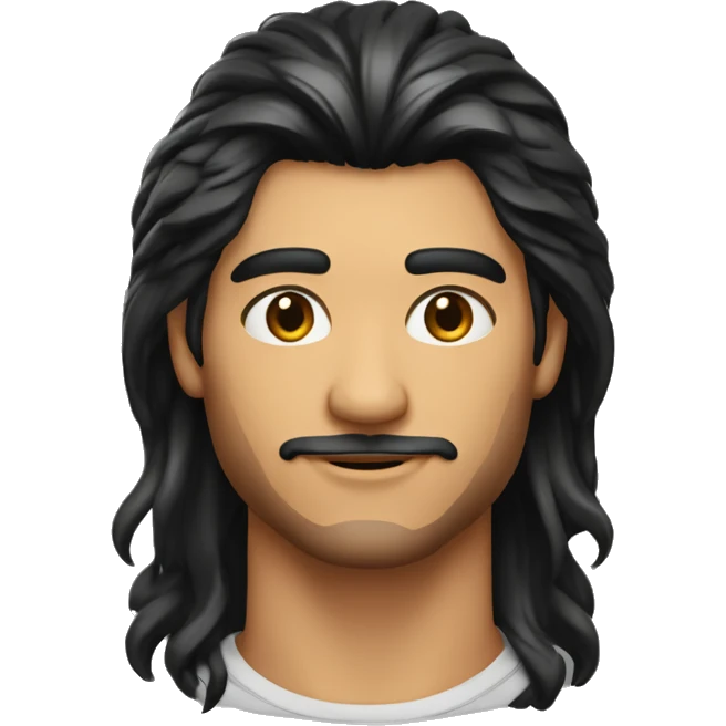 persona hombre, de piel morena clara, con corte de pelo mullet corto y buzo negro  emoji