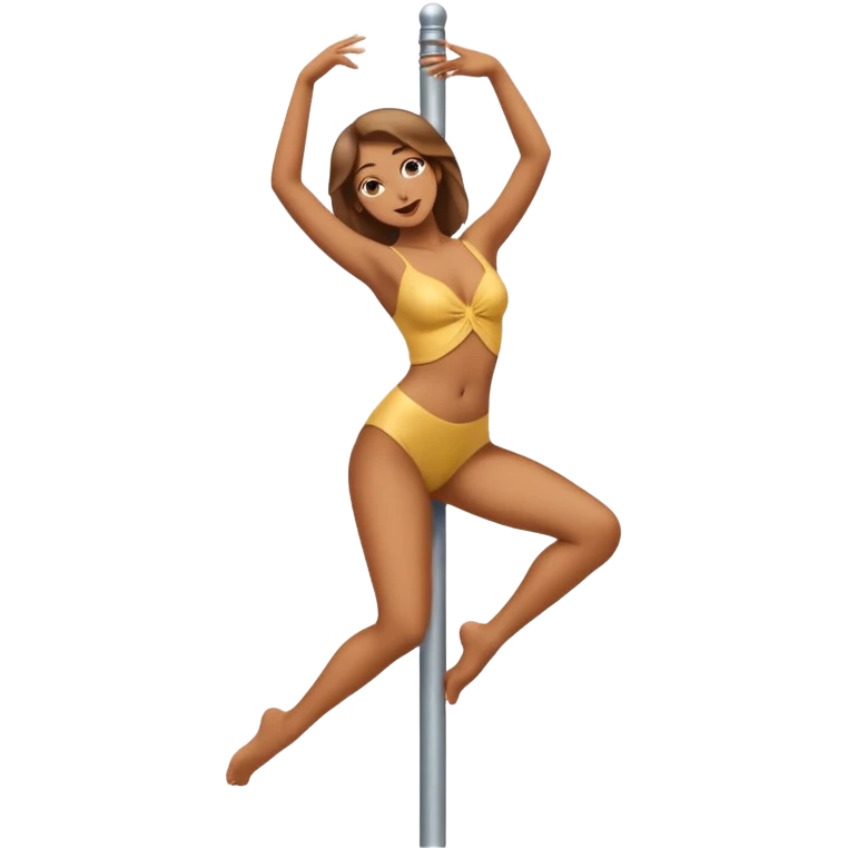 necesito un emoji con las texturas de los emojis realistas de los iphone, que sea una mujer semi desnuda bailando en un caño emoji