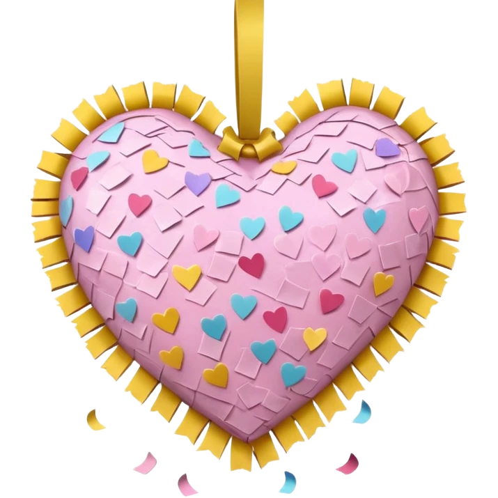 The heart is a pinata with confetti in soft pink, beige and yellow pastel light emoji