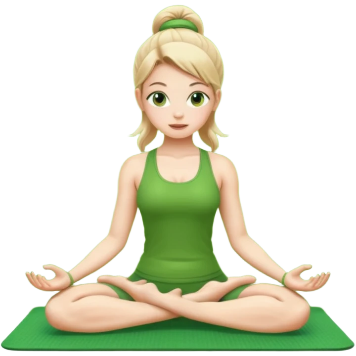 yoga girl in a green mat and green outfit  emoji