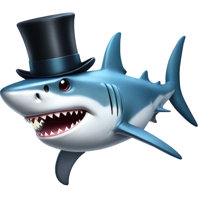 Shark with a top hat emoji