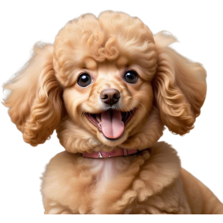Cinematic Cute Yawning Apricot Poodle Portrait Emoji, Head tilted slightly with a dramatic, wide-open yawn, displaying a soft, curly apricot Fur with delicate texture, floppy ears slightly drooping, round warm eyes barely open in drowsy contentment, Simplified yet irresistibly adorable features, highly detailed, glowing with a soft, cozy glow, high shine, relaxed yet expressive, stylized with a touch of whimsy, bright and endearing, soft glowing outline, capturing the essence of a sleepy yet affectionate companion, so drowsy it feels like it could stretch right out of the screen and curl up for a nap! emoji