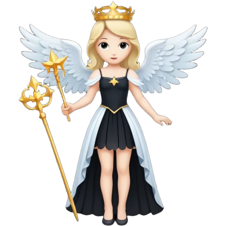 Angel Queen silhouette with wings and wand emoji