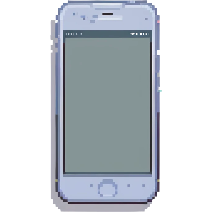 pixel art style iPhone, front view, minimal details, classic smartphone shape emoji