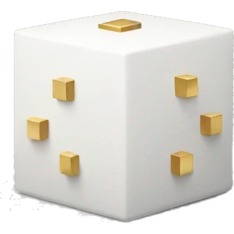White cube with a little gold square in a corner emoji