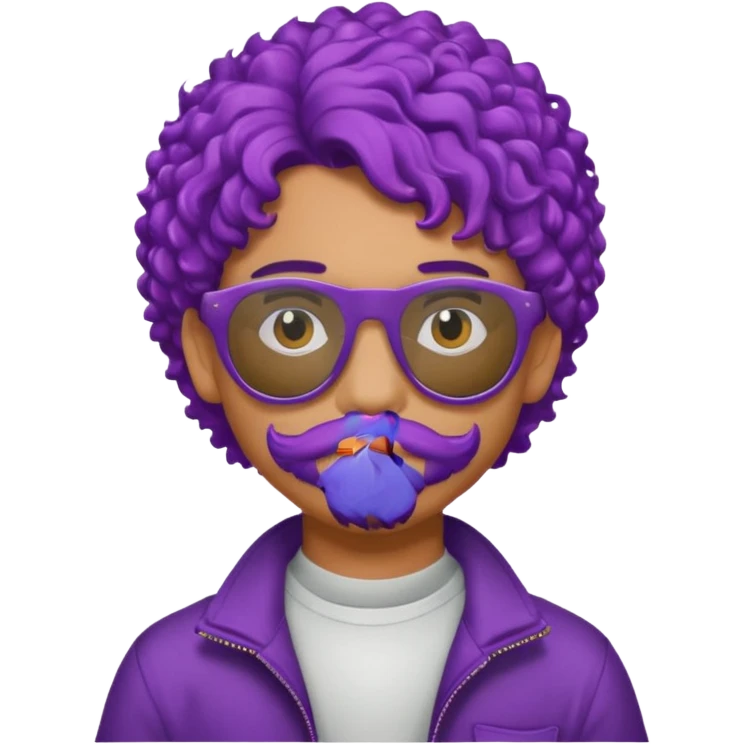 purple haired, curly haired mexican boy with sunglassess emoji