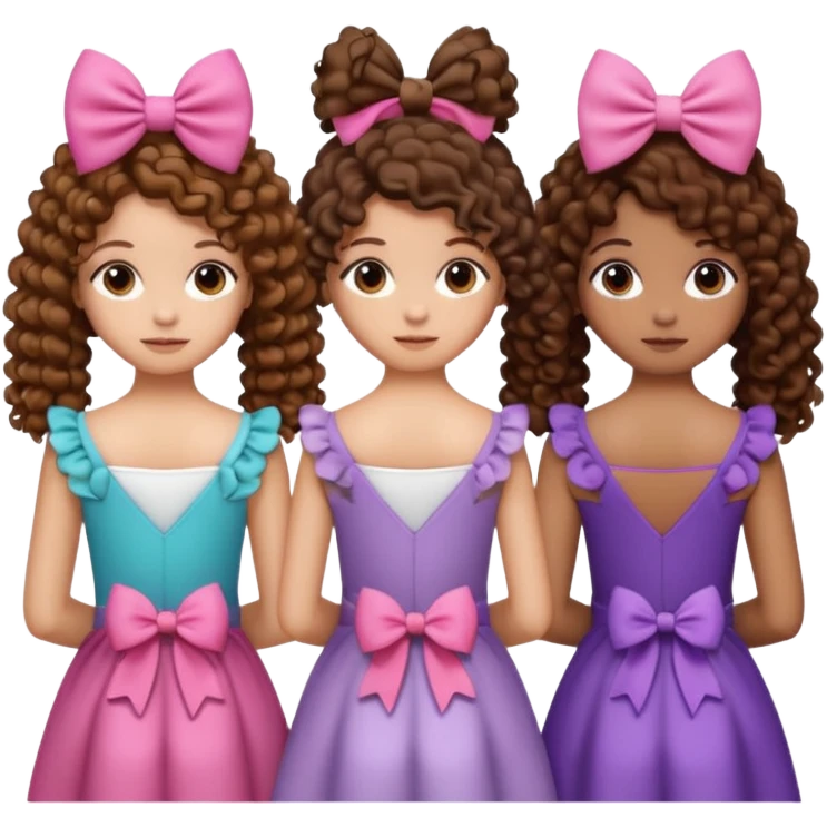 5 besties side by side from behind 2 girls with curly hair and the rest straight hair with bows in their hair emoji