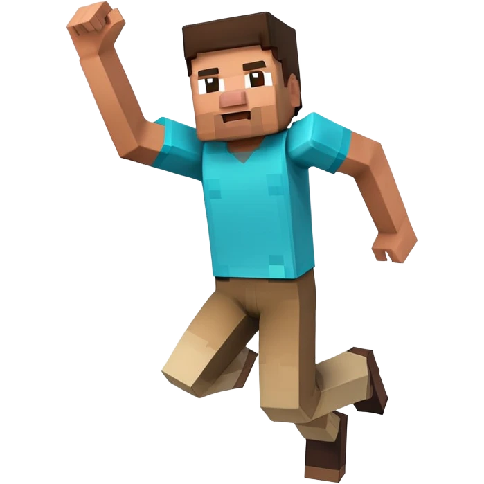 Minecraft character jumping with joy emoji
