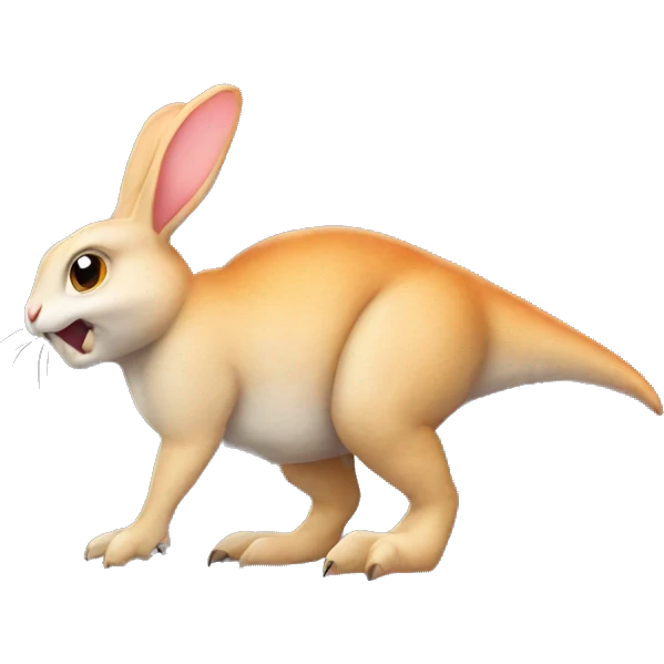 Bunny on top of a dino emoji