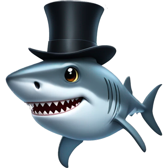 Shark with a top hat emoji