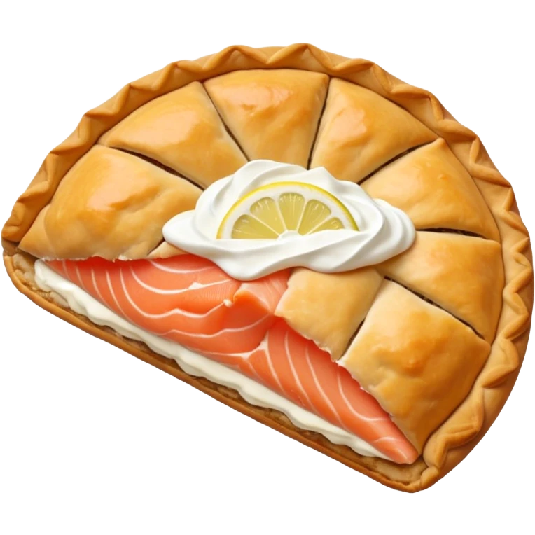 Karelian pasty with cream on top finnish with cream on top and salmon and lemon emoji
