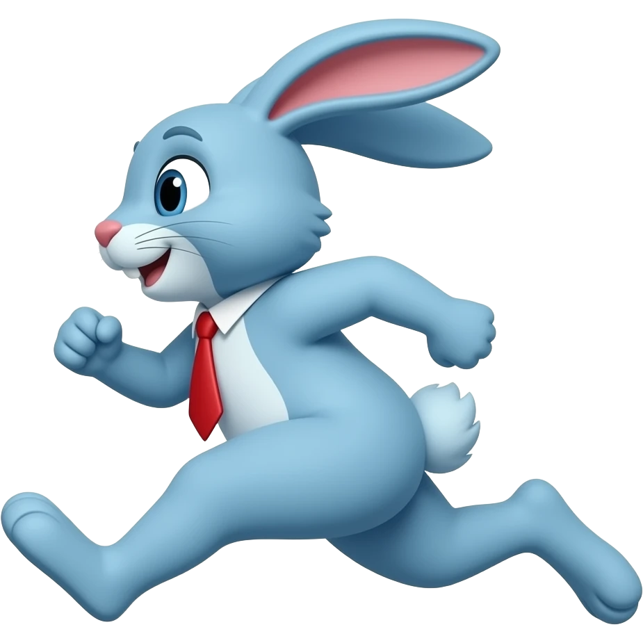 Running BLUE bunny With red tie emoji