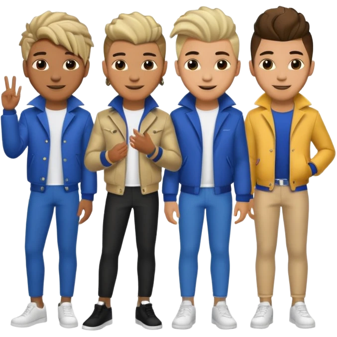 full group of five men pop star emoji