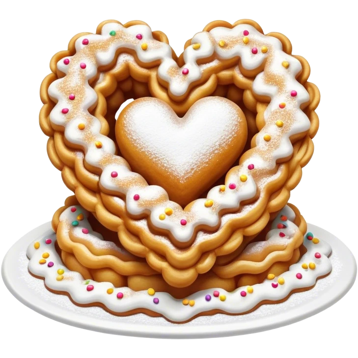 Heart shaped funnel cake with sprinkles  emoji