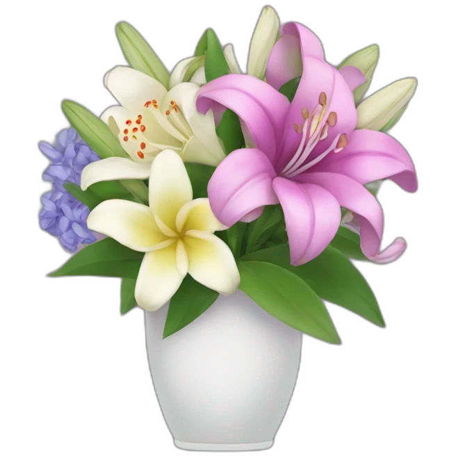 Lilies, hyacinths and camellias in a flower bouquet emoji