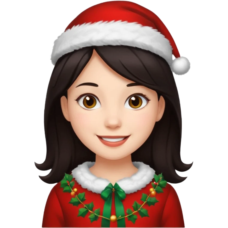 girl with dark hair in christmas clothes emoji