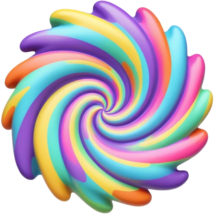 3D, psychedelic colored hippie style swirl emoji