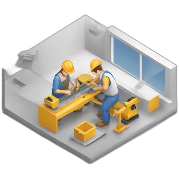 isometric freelance fabricator working making product emoji