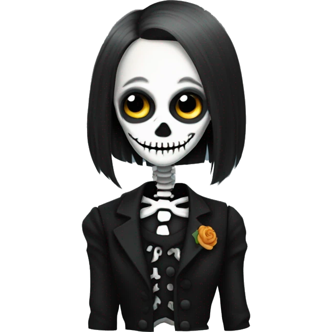 skeleton Wednesday Adams style emoji