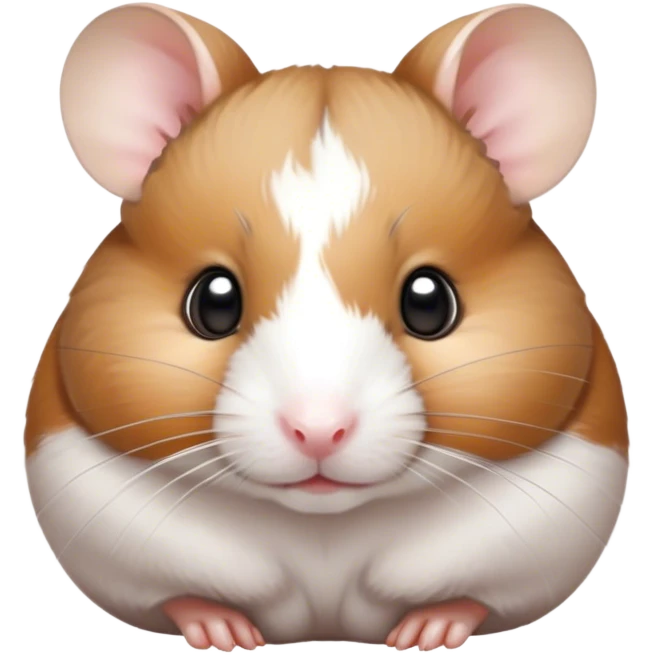 Cinematic Noble Brown and White Banded Hamster Portrait Emoji, Poised and regal, with a tiny, compact build and a uniquely patterned fur of warm brown and crisp white bands, deep-set soulful dark eyes, Simplified yet sharp and sophisticated features, highly detailed, glowing with a soft, dignified glow, high shine, intelligent and charming, stylized with an air of distinctive elegance, focused and attentive, soft glowing outline, capturing the essence of a watchful and confident rodent, so majestic it feels as though it could scurry out of the screen with effortless authority! emoji