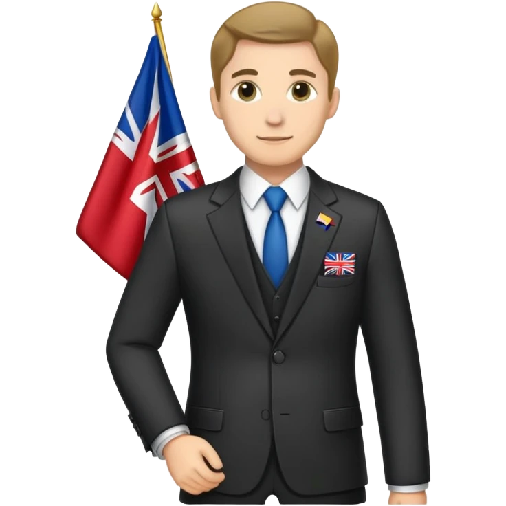 A diplomat in a formal suit with a briefcase and flag pin on lapel emoji