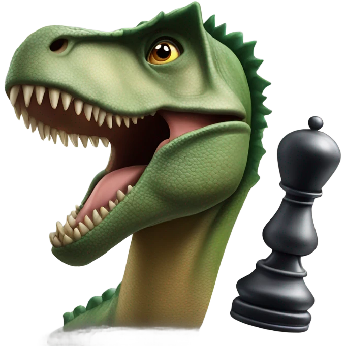 dinosaur holds a queen chess piece in its paw emoji