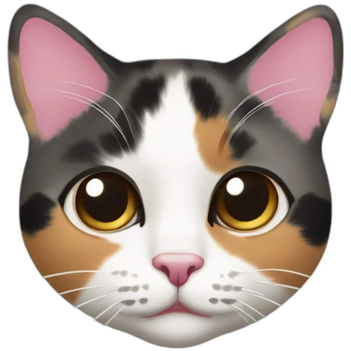 calico cat face with a pink nose and a white chin emoji