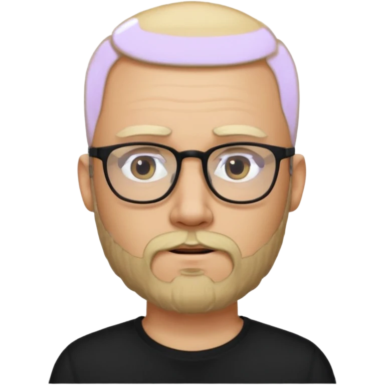 bearded blonde bald man with eyeglasses with black shirt emoji