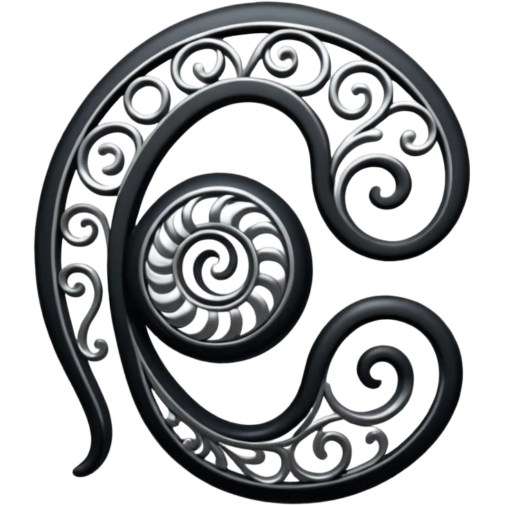 Black and silver filigree design, 3D, extremely detailed design emoji