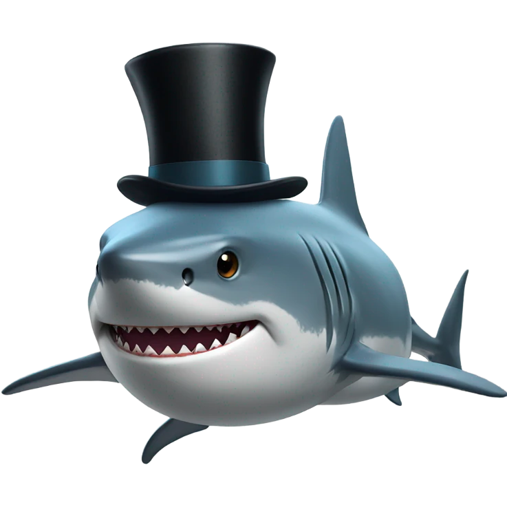 Shark with a top hat emoji
